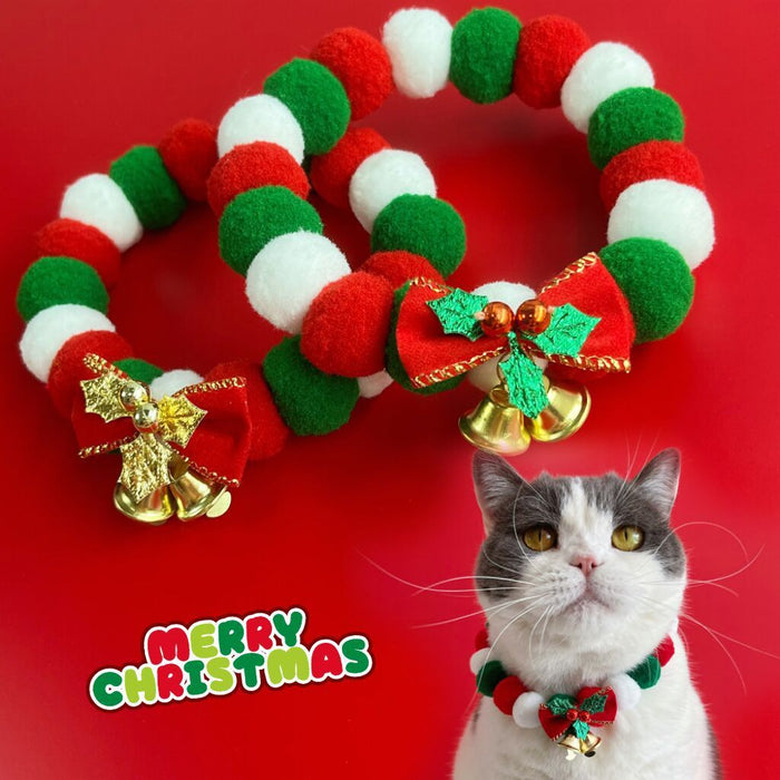 Festive Plush Ball Pet Necklace-Perfect for Christmas-Cat & Dog Festive Accessory