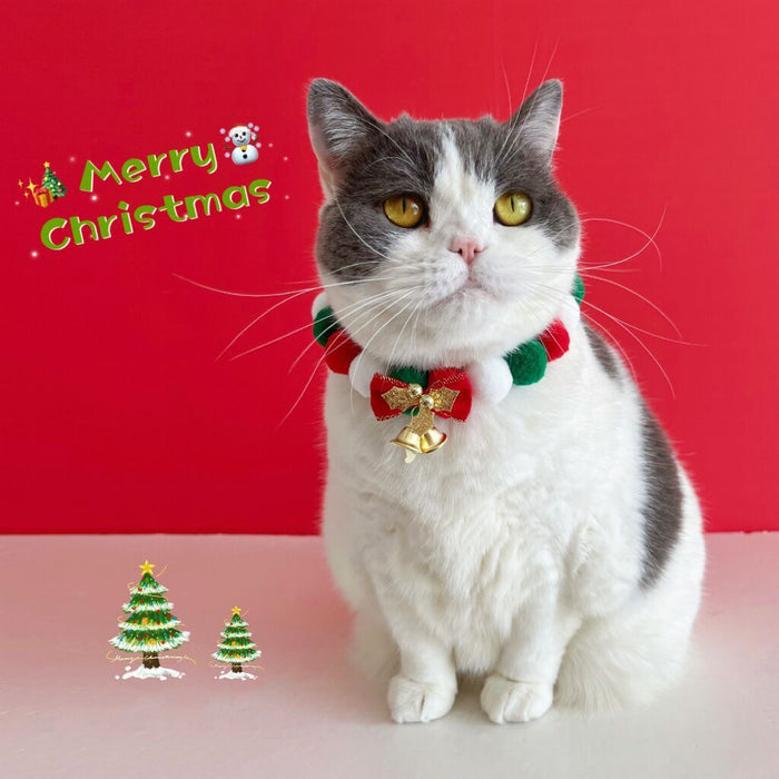 Festive Plush Ball Pet Necklace-Perfect for Christmas-Cat & Dog Festive Accessory